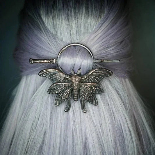 Silver Moth Hair Pin