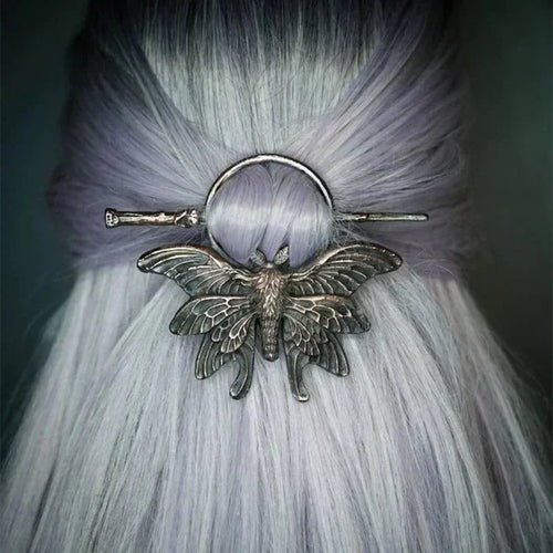 Silver Moth Hair Pin