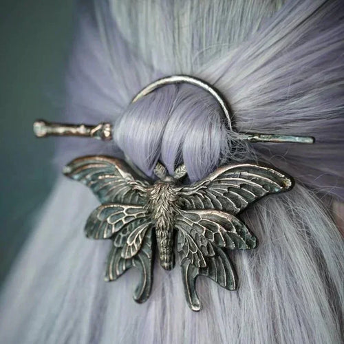 Silver Moth Hair Pin